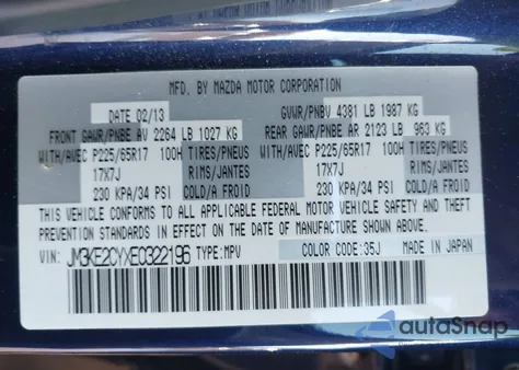 2014 Mazda Cx-5 Touring z USA, uszkodzony, nr VIN JM3KE2CYXE0322196